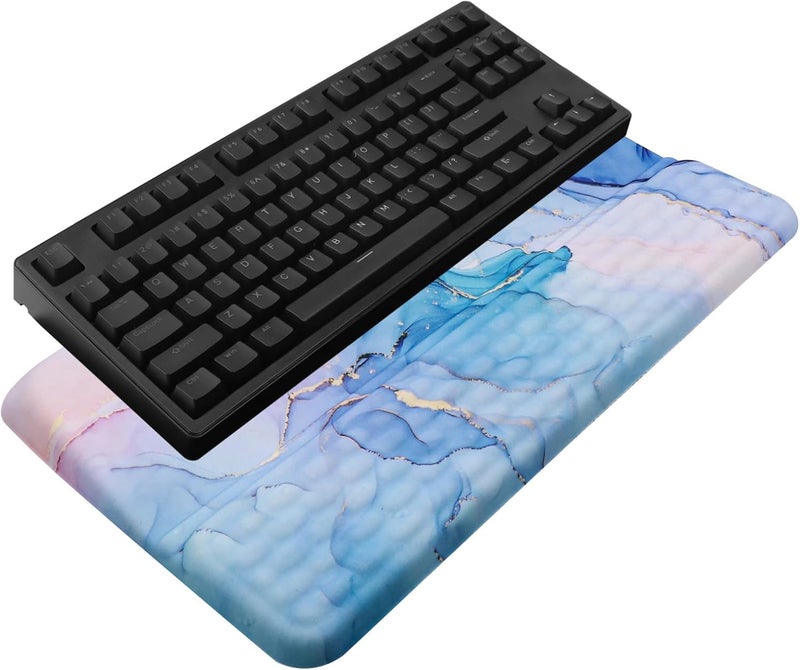 KEPUTAIER Computer Keyboard Stand with Wrist Rest, Ergonomic Tilted Keyboard Holder - Keyboard Riser with Wrist Pad - Keyboard Tray Support for Office Home - Aqua Marble - Image 1